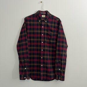 Vintage Red and Green Plaid Button-Down Shirt